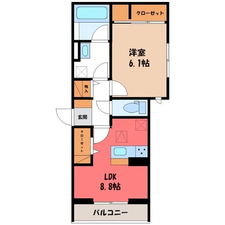 宇都宮駅 徒歩14分 1階の物件間取画像